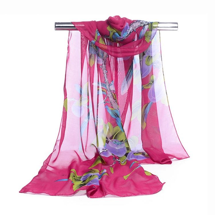 Nye Mote Kvinners Chiffon Blomster Skjerf