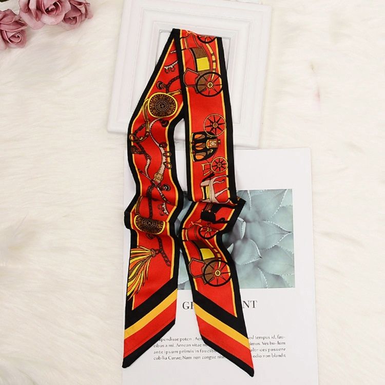 Pumpkin Carriage Printing Silk Head Bag Scarf For Women