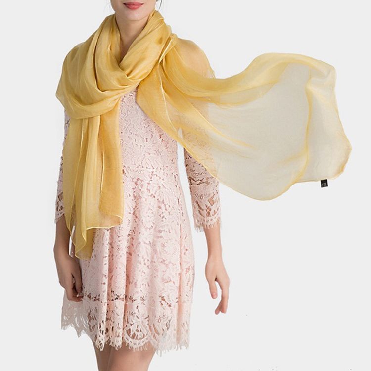 Pure Color Imitated Silk Fabric Dame Scarf