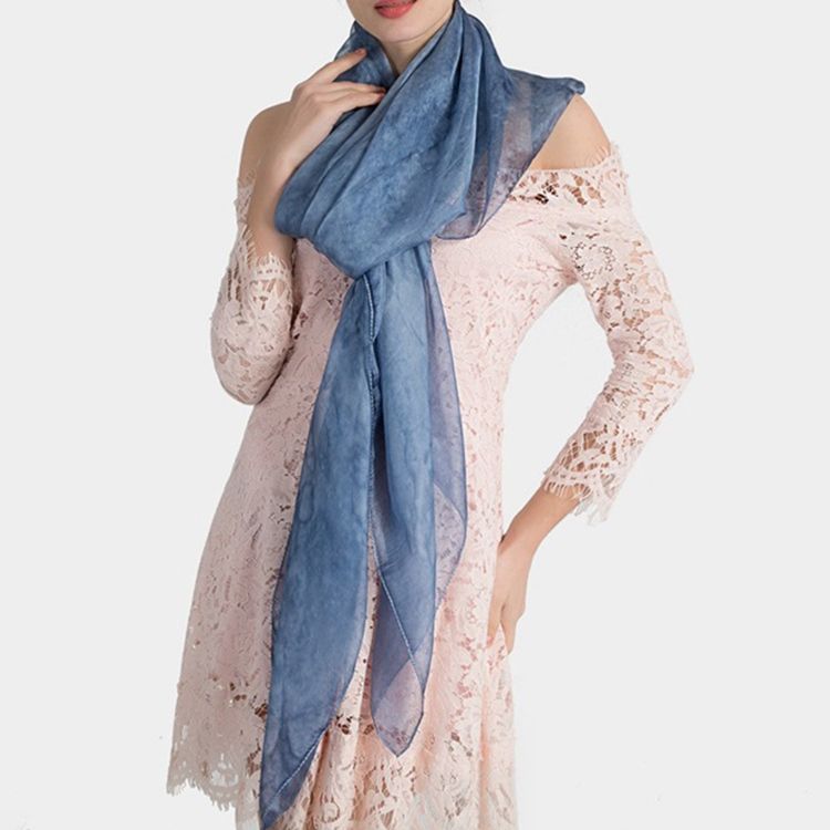 Pure Color Imitated Silk Fabric Dame Scarf