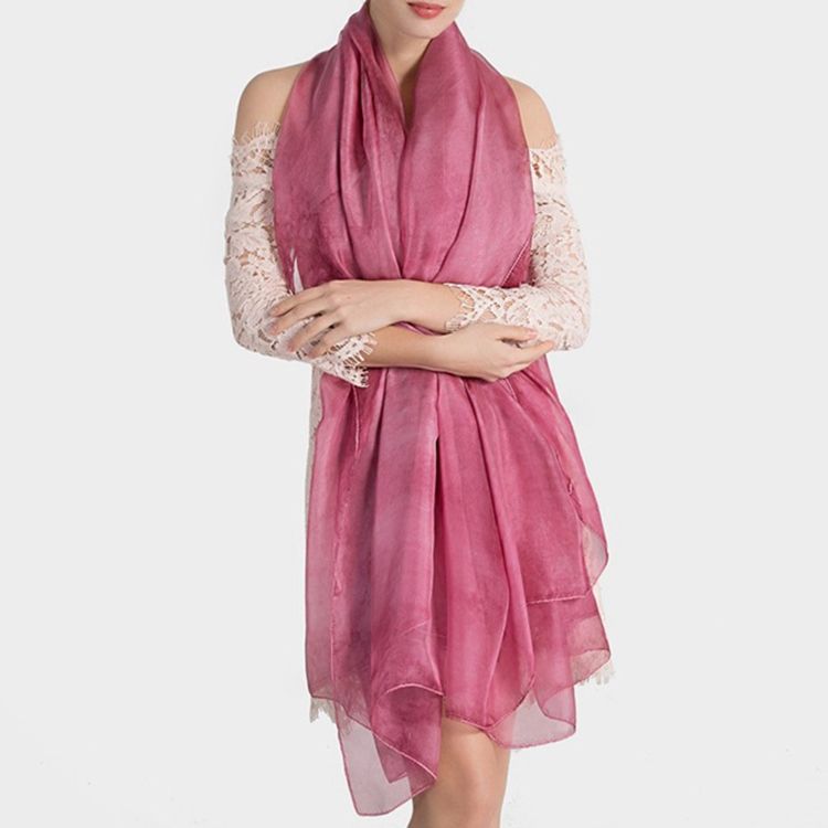 Pure Color Imitated Silk Fabric Dame Scarf