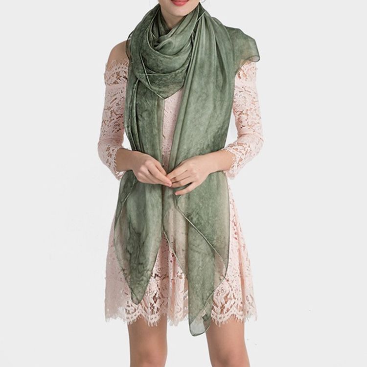 Pure Color Imitated Silk Fabric Dame Scarf