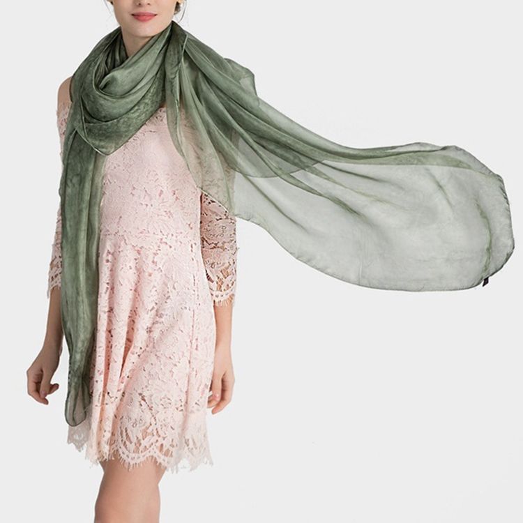 Pure Color Imitated Silk Fabric Dame Scarf