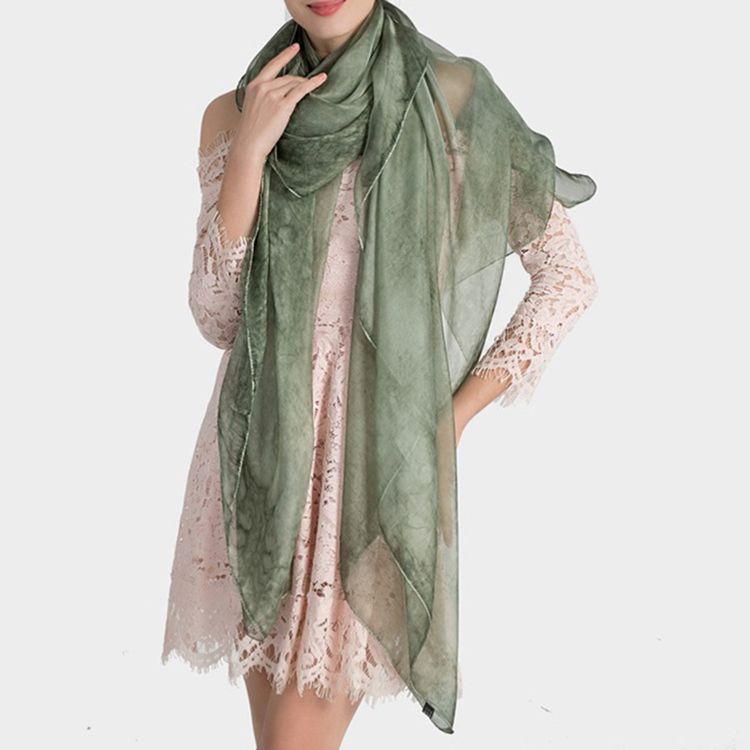 Pure Color Imitated Silk Fabric Dame Scarf