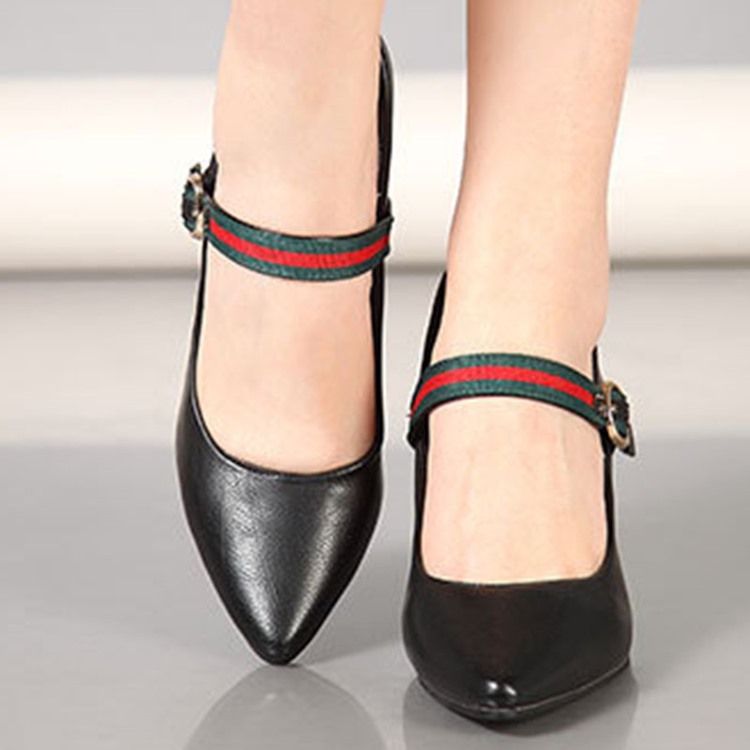 Color Block Stiletto Heel Buckle Pumps Dame