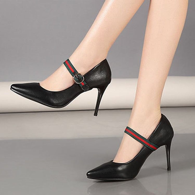 Color Block Stiletto Heel Buckle Pumps Dame