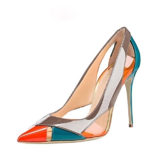 Color Block Stiletto Heel Peep Toe Dame Pumps