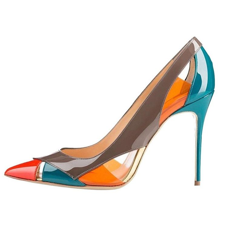 Color Block Stiletto Heel Peep Toe Dame Pumps