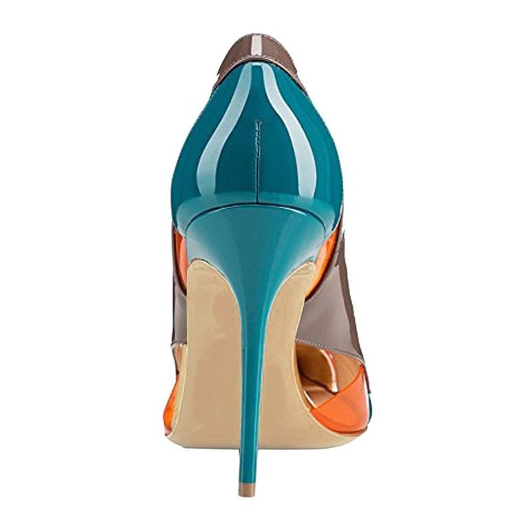 Color Block Stiletto Heel Peep Toe Dame Pumps