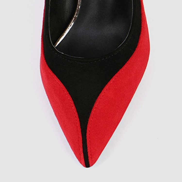 Faux Suede Color Block Slip-on Pointed Toe Stiletto Heel Dame Pumps