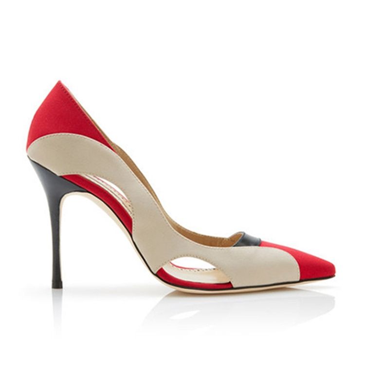 Kvinner Hollow Color Block Slip-on Stiletto Heel Pumps