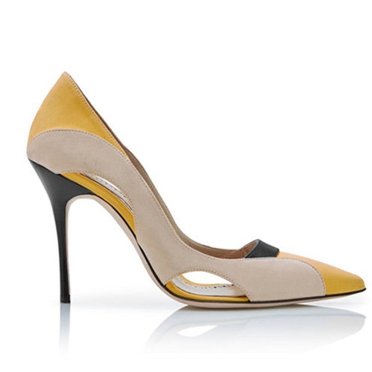 Kvinner Hollow Color Block Slip-on Stiletto Heel Pumps