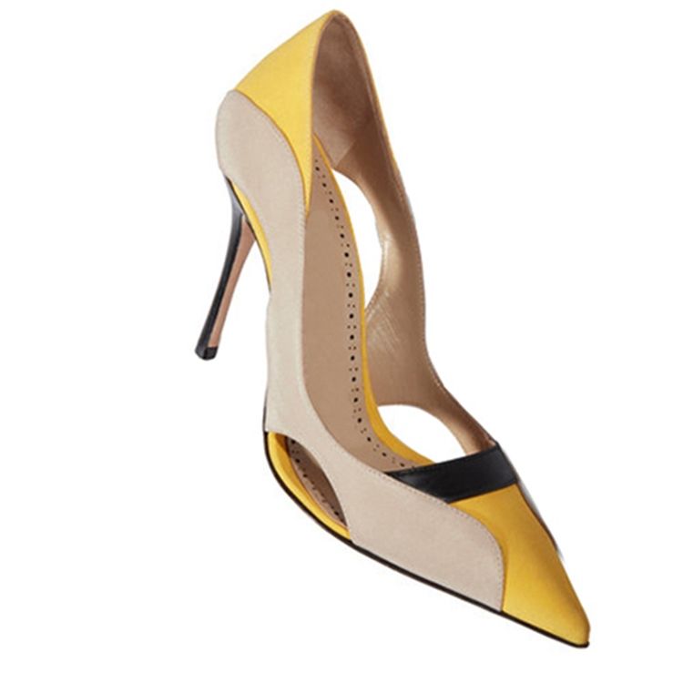 Kvinner Hollow Color Block Slip-on Stiletto Heel Pumps