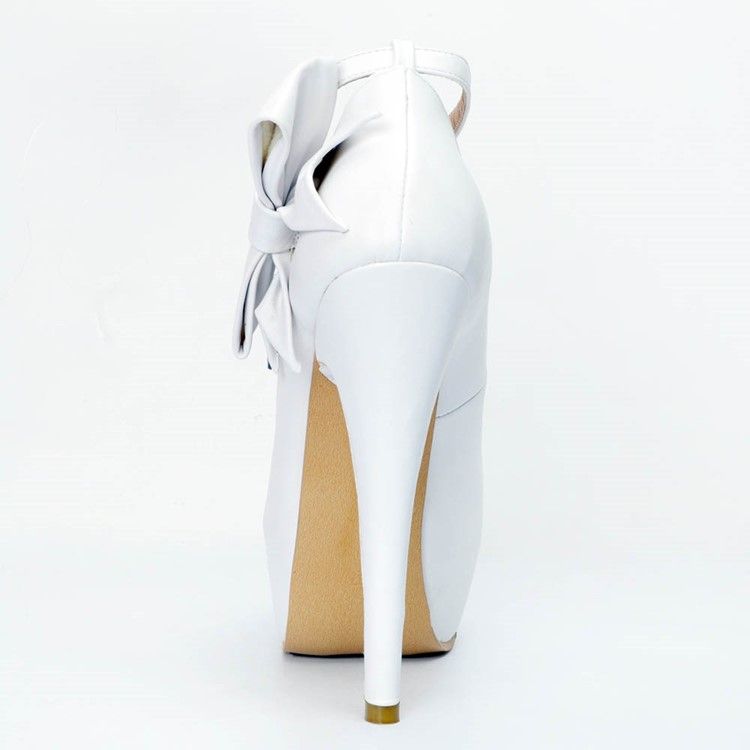 Kvinner Peep Toe Plain Stiletto Pumps Med Bowknot