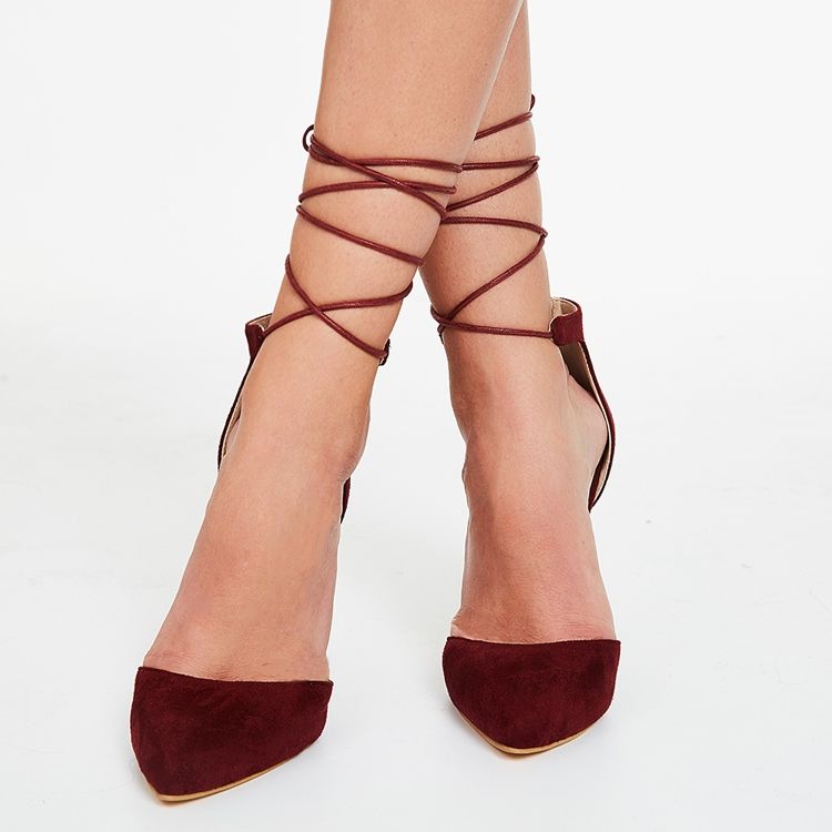 Kvinner Point Toe Ankel Strap Chunky Sandals