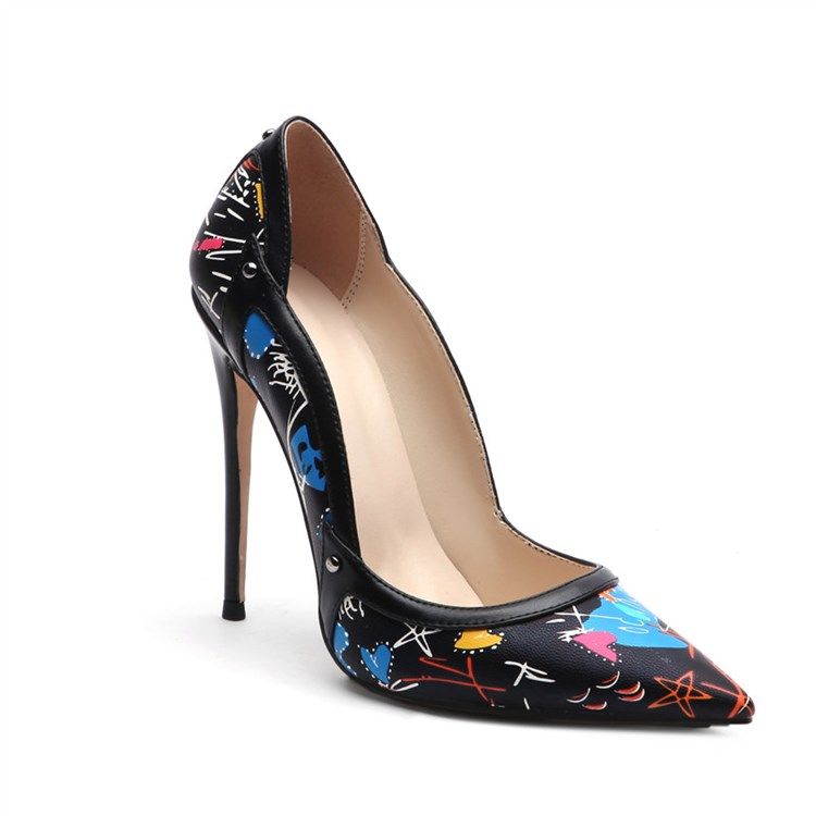 Kvinner Print Stiletto Heel Slip-on Low-cut Upper Thin Shoes