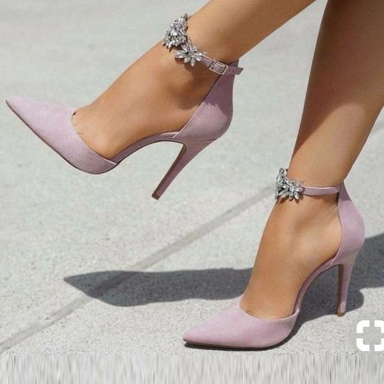 Kvinner Semsket Rhinestone Spisse Tå Stiletto Hæl Pumps