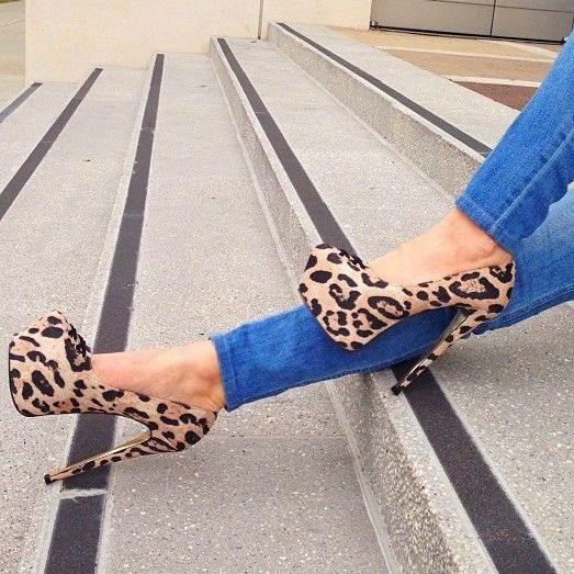 Kvinner Sexy Leopard Pumps Med Rund Tå