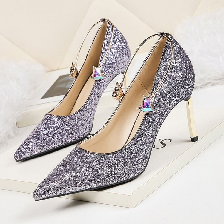 Paljetter Stiletto Heel Slip-on Low-cut Upper Pumps For Kvinner