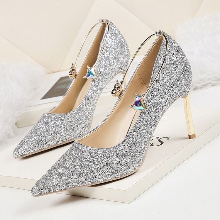 Paljetter Stiletto Heel Slip-on Low-cut Upper Pumps For Kvinner