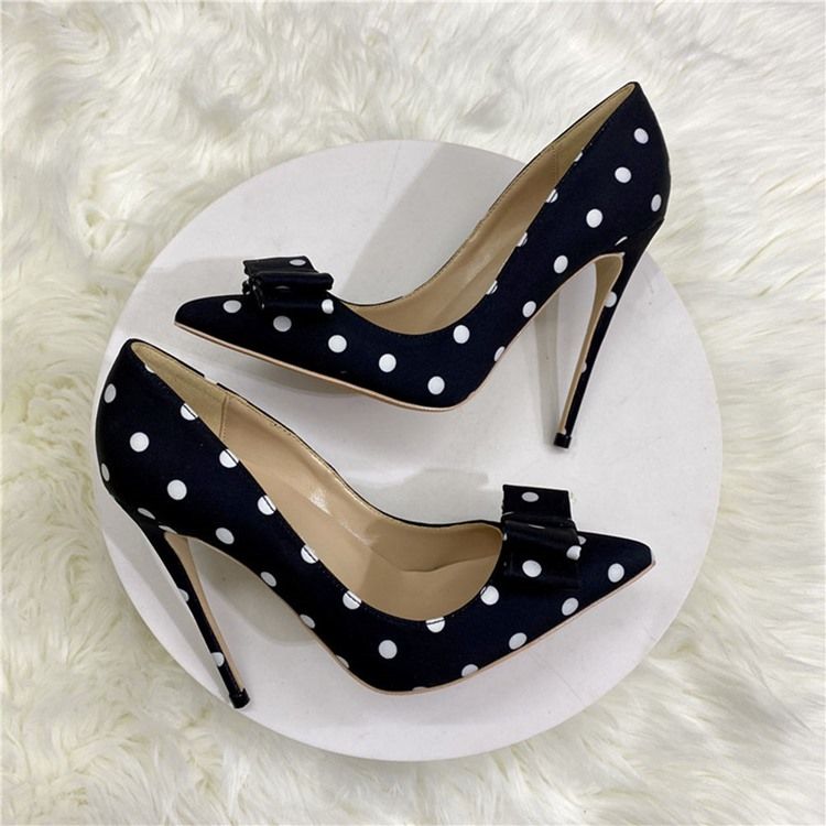 Pointed Toe Bow Slip-on Professional Thin Dame Shoes