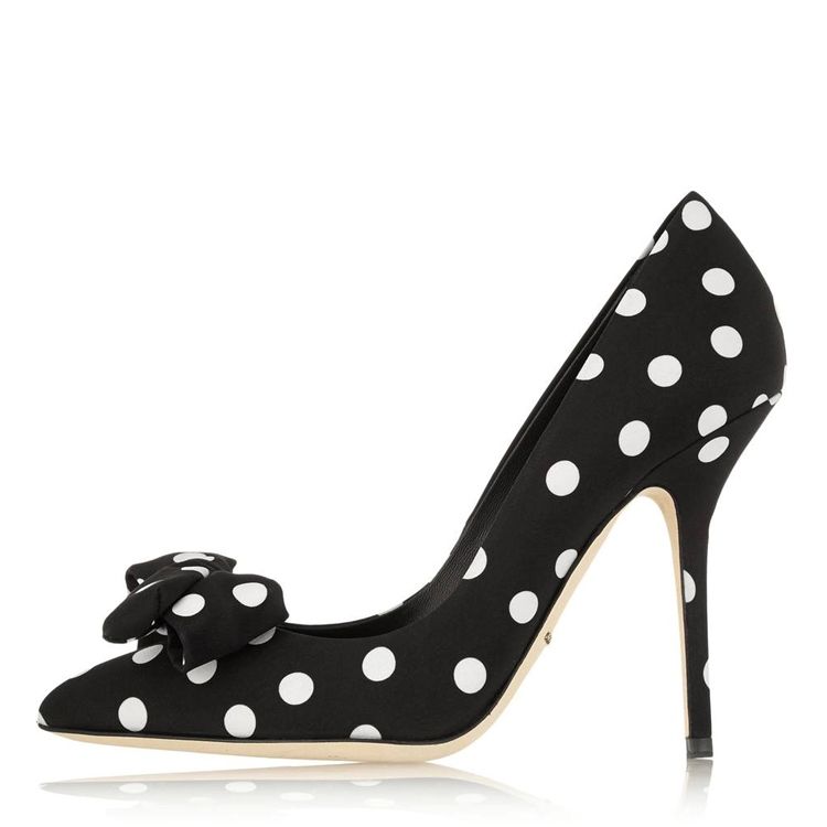 Polka Dots Bowtie Point Toe Pumps For Kvinner