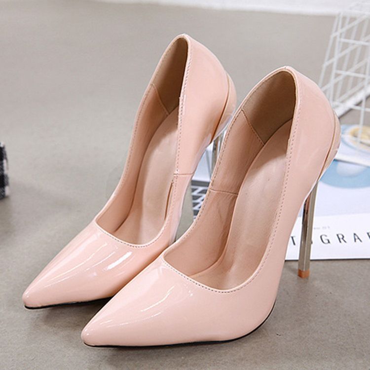 Pu Pumps Stiletto Heel Slip-on Pointed Toe Pumps