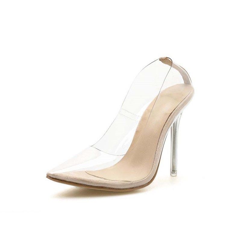 Pvc Slip-on Spisse Tå Stilettohæl Dame Pumps