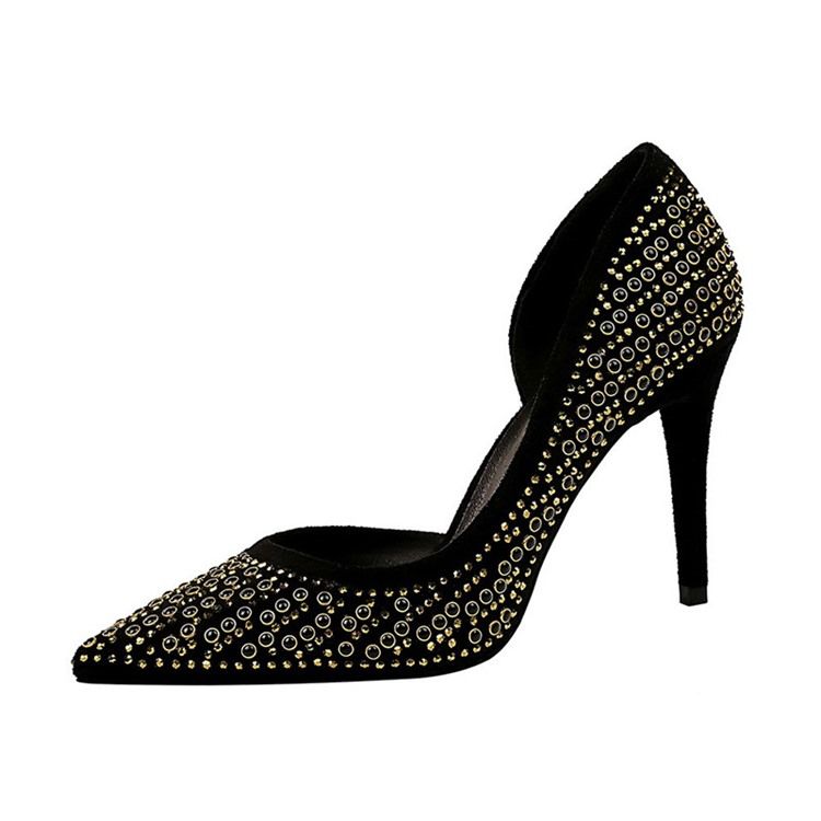 Rhinestone Faux Semsket Stiletto Hæl Spisse Tå Dame Pumps