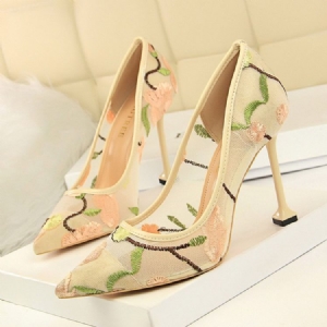 Slip-on Brodery Pointed Toe Thin Dame Shoes