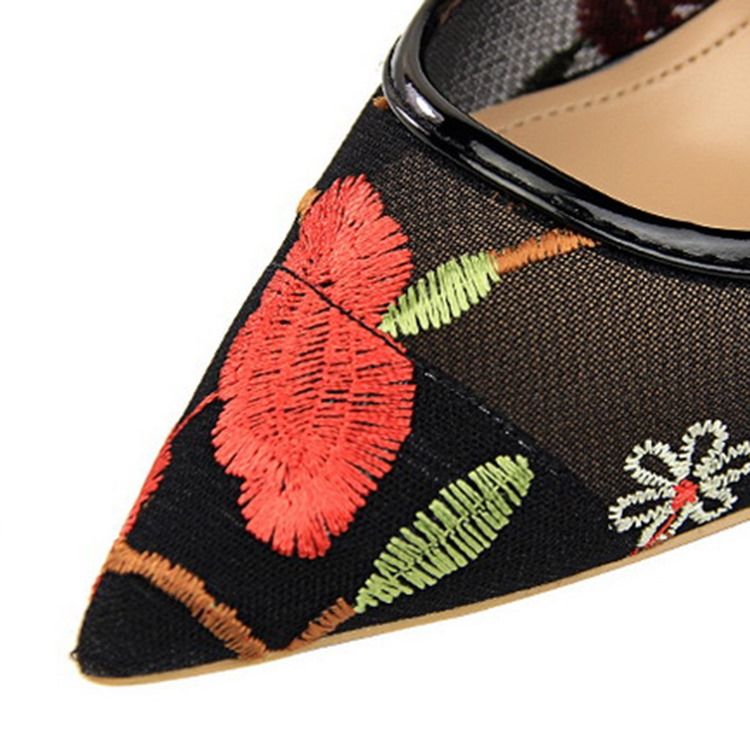 Slip-on Brodery Pointed Toe Thin Dame Shoes