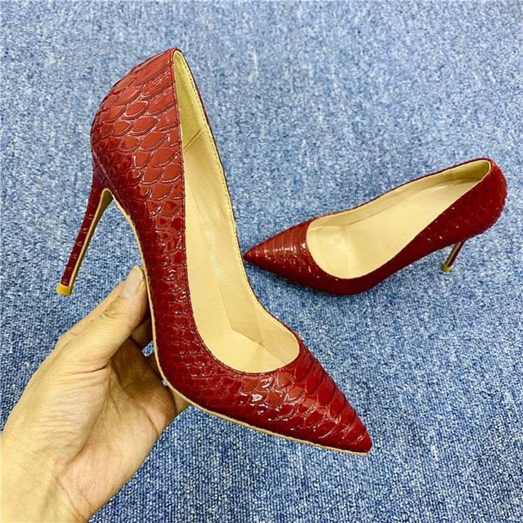 Slip-on Stiletto Heel Serpentine 12cm Thin Damesko