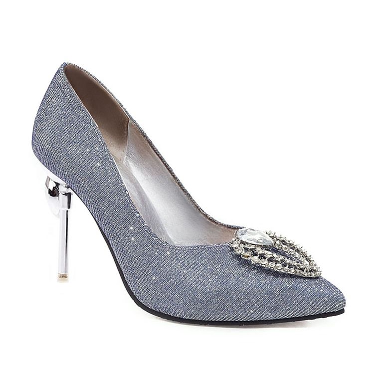 Spisse Tå For Kvinner Slip-on Rhinestone Low-cut Øvre Tynne Sko