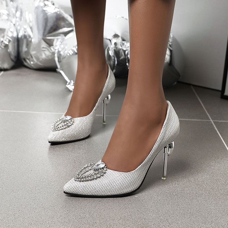 Spisse Tå For Kvinner Slip-on Rhinestone Low-cut Øvre Tynne Sko