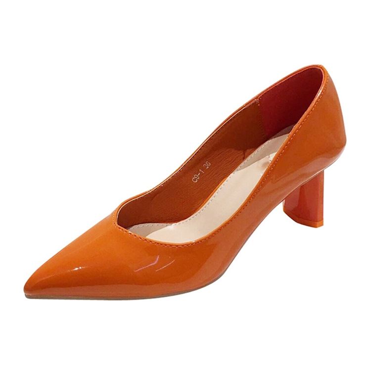 Vanlig Chunky Heel Slip-on Spisse Tå Pumps For Kvinner