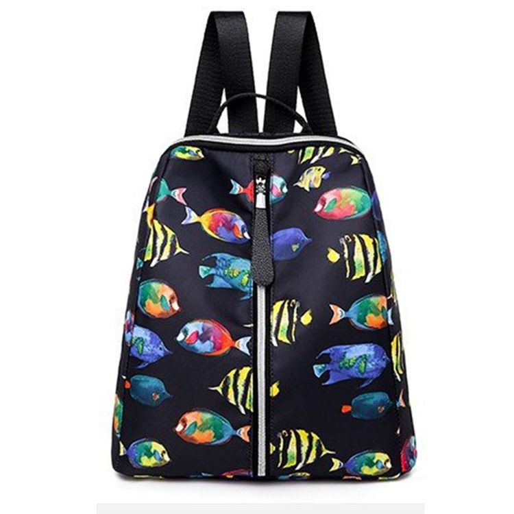 Fish Print Oxford-ryggsekk