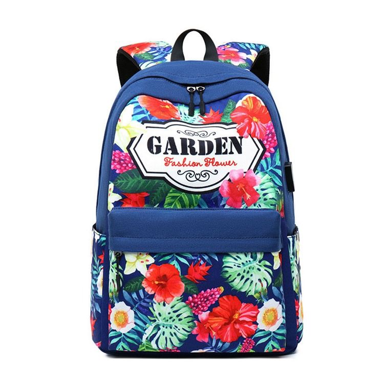 Floral Canvas Zipper Dame Backpack