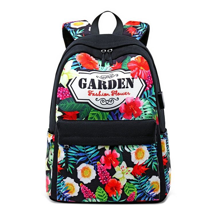 Floral Canvas Zipper Dame Backpack