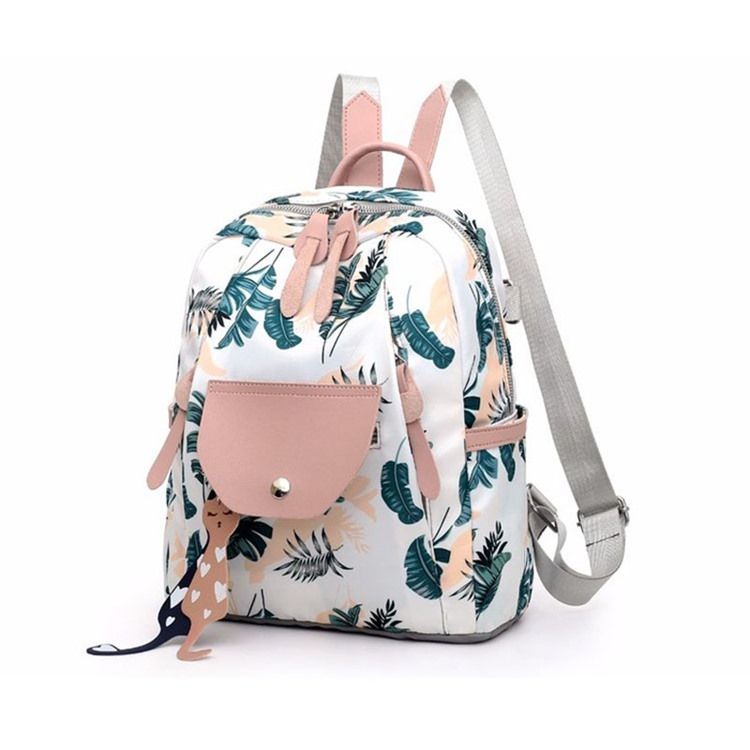 Oxford Print Flap Pocket Backpacks