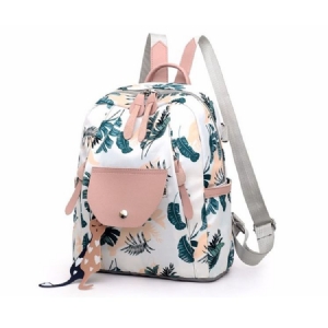 Oxford Print Flap Pocket Backpacks