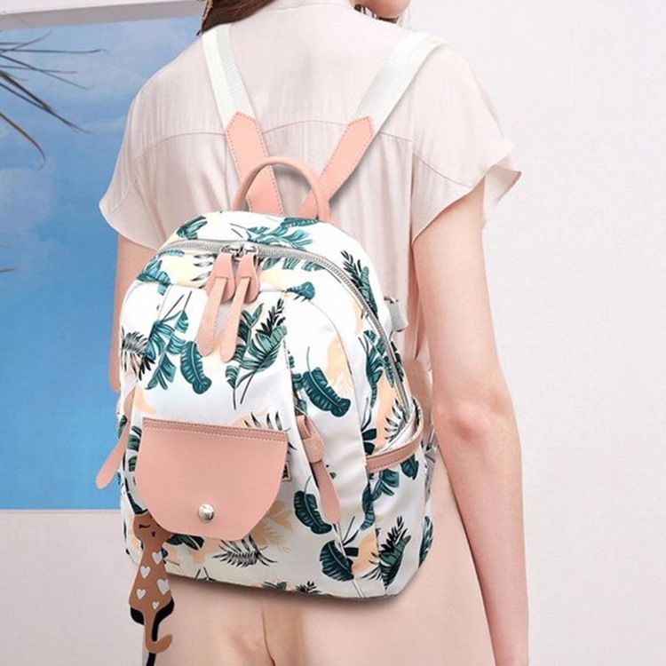 Oxford Print Flap Pocket Backpacks