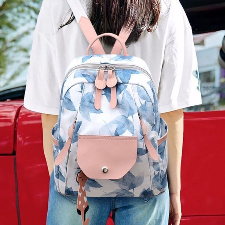 Oxford Print Flap Pocket Backpacks