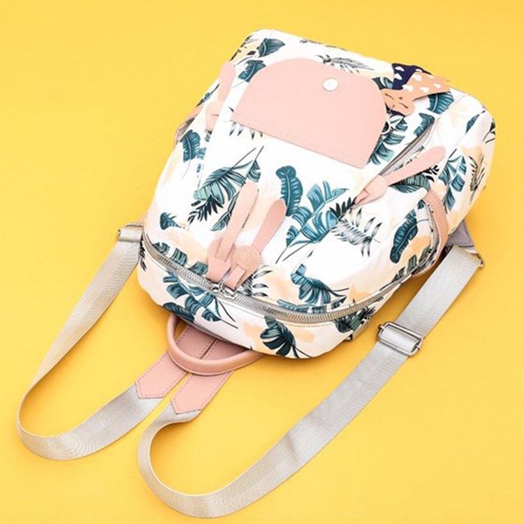 Oxford Print Flap Pocket Backpacks