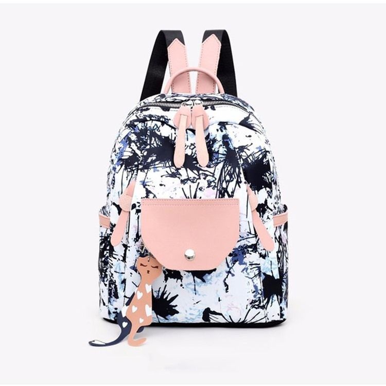 Oxford Print Flap Pocket Backpacks