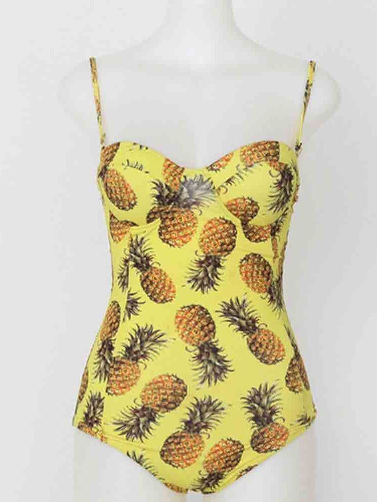 Ananas Fargeblokktrykk For Sexy Badetøy