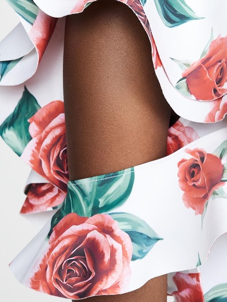 Kvinner Print Sexy Floral One Shoulder Badetøy