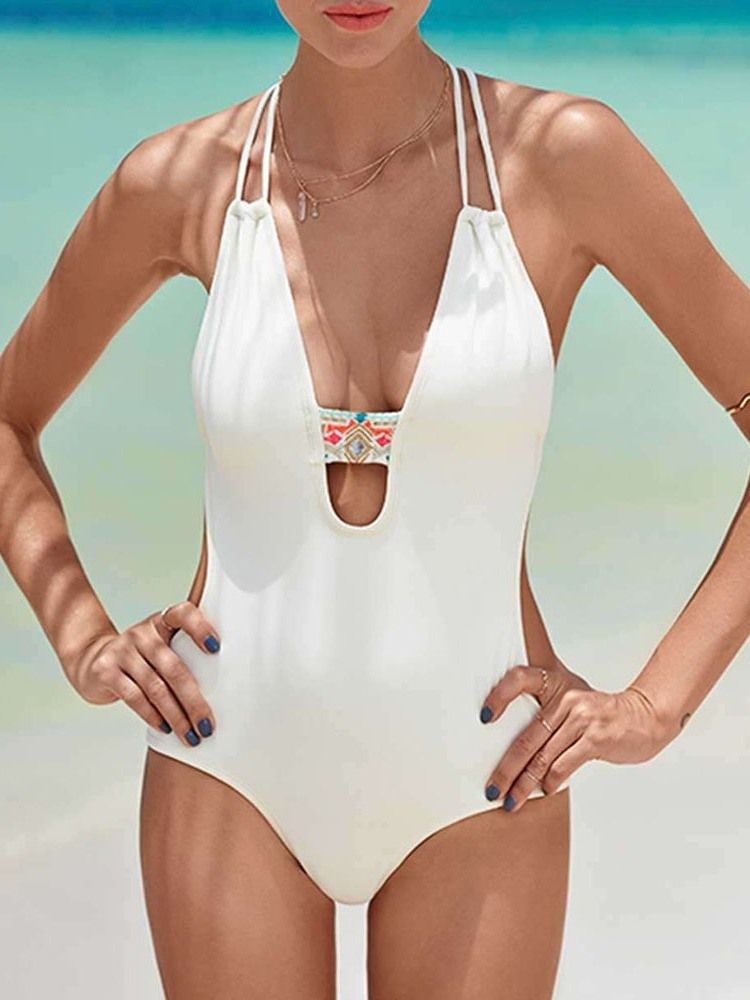 Sexy Plain One Piece Dameklær Monokini