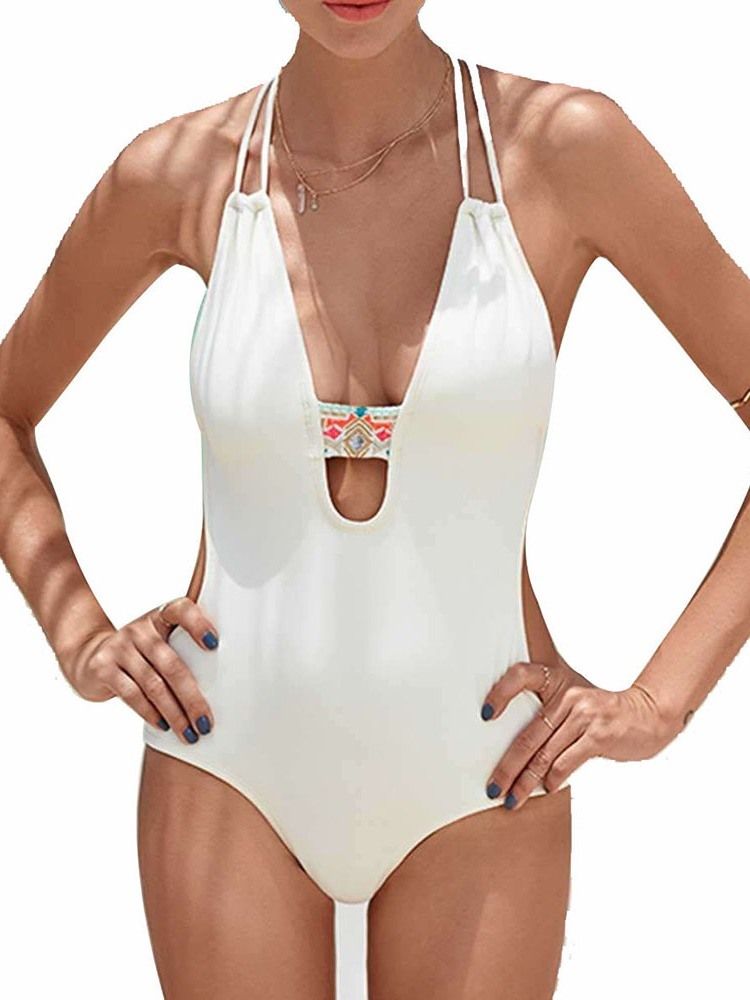 Sexy Plain One Piece Dameklær Monokini