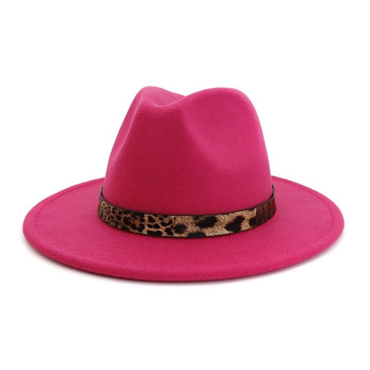 Fedora Hat Print Leopard Winter Hats For Kvinner