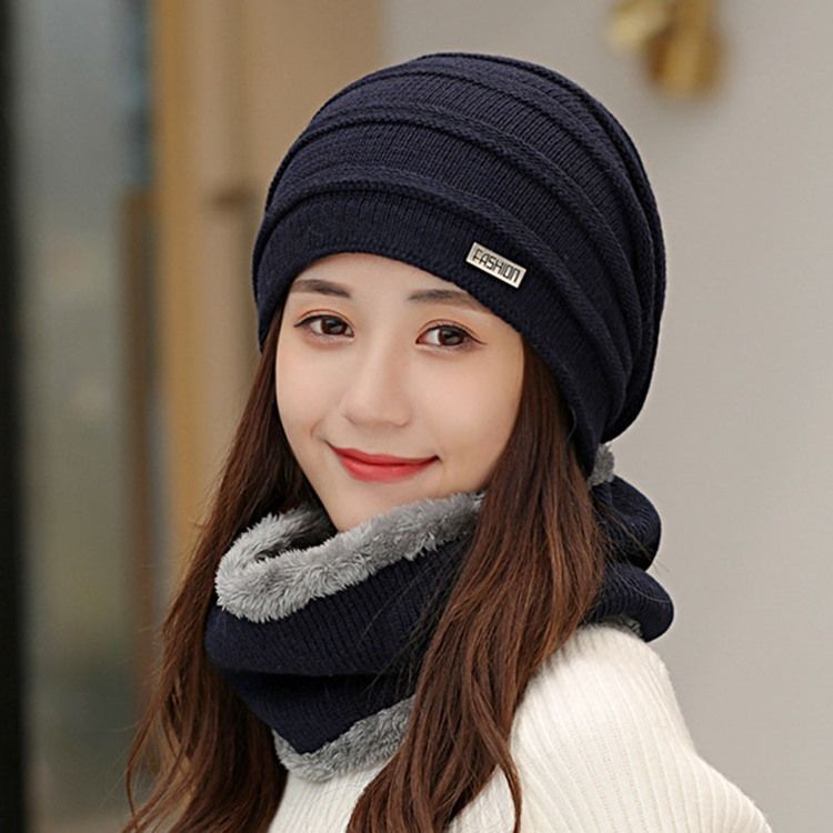 Koreansk Woolen Yar Plain Strikket Lue For Kvinner